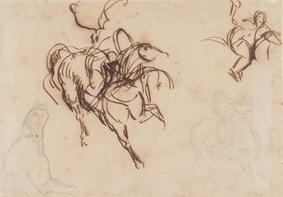 Studies of a Horse and Rider for Heliodorus Driven from the Temple Eugene Delacroix